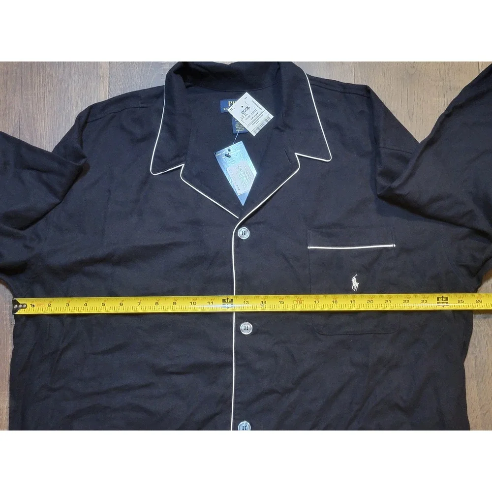 Polo Ralph Lauren Mens XL Pajama Top Sleep Shirt Black Long Sleeve New‎